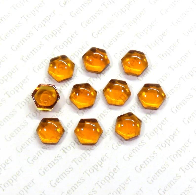 Brandy Quartz 10x10 mm Hexagon Cabochon